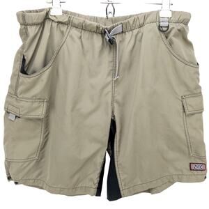 Zoic Cycling Cargo Shorts Men's 2XL Belted Elastic Waist Nylon Rip-Stop Beige